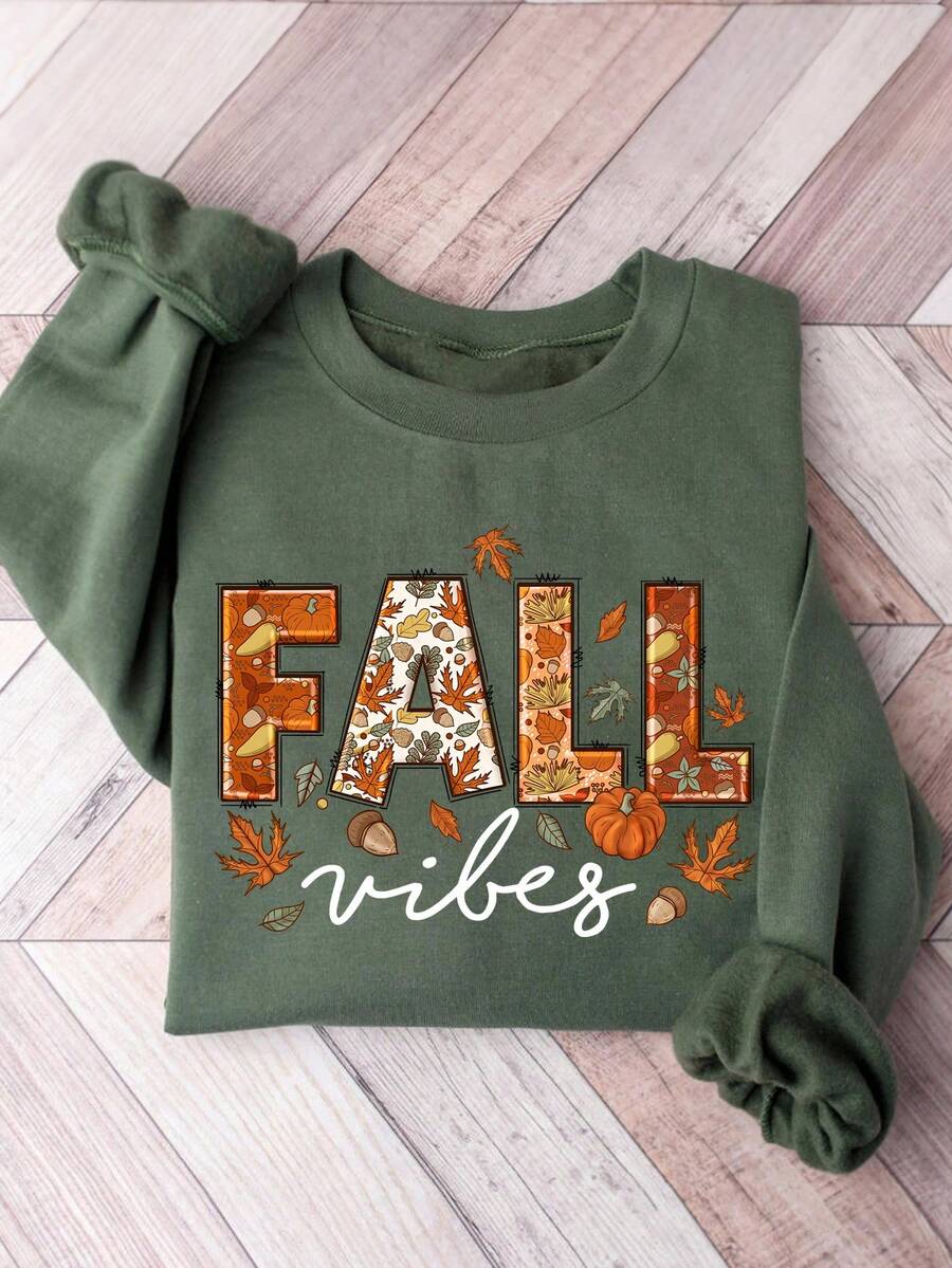 INAWLY Áo nỉ dài tay cổ tròn dáng rộng thoải mái dành cho nữ - Màu xanh Bạc hà - Xem 1