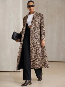 Aveloria Modichic 豹纹空气层水印花经典欧美风中长款时尚百搭风衣秋冬 - 彩色 - 查看 4