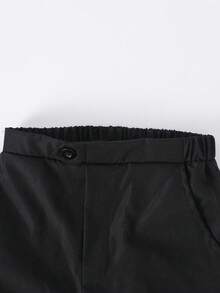 SHEIN 2 件套青少年男童服装 - 修身不对称背心 + 直筒休闲裤套装，韩版风格，适合婚礼、正式派对、钢琴演奏会、主持、休闲场合、春夏季 - 黑色 - 查看 5