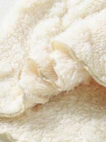 SHEIN Sudadera con capucha de manga larga y largo medio con línea A de unicolor esponjoso para niñas/adolescentes, adecuado para salidas y uso en casa, otoño/invierno