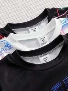 6pcs Boys' Minimalist Video Game Graphic Print Long Sleeve Snug Fit Pajama Set Kids Loungewear - Multicolor - View 8