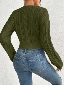 EMERY ROSE Casual Solid Color Square Collar Sweater, Autumn/Winter