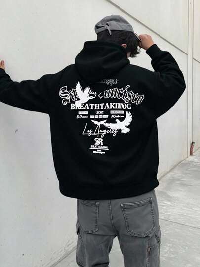 Moletom com capuz estampado em cores contrastantes para meninos adolescentes, casual, confortável e estiloso, versátil para o dia a dia, escola, atividades ao ar livre, adequado para outono/inverno