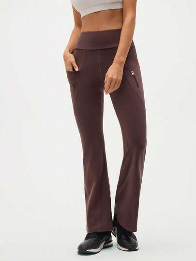 Eassivo Eassivo 女式纯色高腰口袋设计户外运动裤、慢跑裤