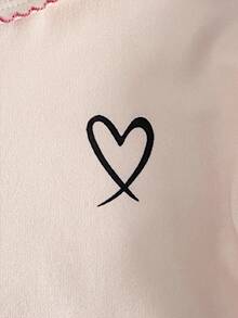 SHEIN Vintaside Kids 女童简约优雅长袖上衣和裤子舒适睡衣套装 - 彩色 - 查看 5