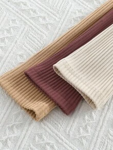 3 件套女童纯色舒适打底内衣套装，长袖，春/秋/冬