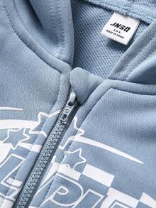 JNSQ 青少年女孩宽松拉链连帽长袖运动衫夹克，适合秋冬日常穿着、户外活动、度假、街头服饰、派对和休闲 - 淺藍色 - 查看 6