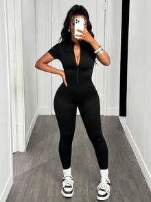 Slaydiva 女士拉链运动连体裤健身房女装