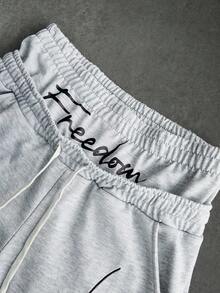 PAVTROS Men Plus Size Street-Style Fashionable INS Matching 2 In 1 Hoodie & Pants Set, Dual Waistband, Zipper Leg Hem, Freedom Embroidery, Suitable For Outdoor Music Festivals, Nightclubs, Boyfriend/Husband Gift, Anniversary Gift, Light Grey Hoodie And Sweatpants Set Men Set 10 Dollars With Hoodie And Pants 18 Designer Sweatsuit Jogger Set Sweat Suit, Fall Clothes - Grey - View 5