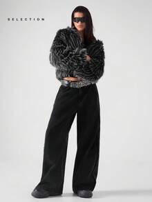 LYSMO SELECTION 2025 New Arrive Minimalism Fall Women's Winter Long Sleeve Zip-Up Hooded Faux Fur Jacket Winter Coat Women Outerwear Hooded Fur Coat Grunge And Punk Chic, Y2K Clothes For Going Out Outfits, Streetwear, And Stockholm Style Halloween Costumes