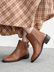 CUCCOO BIZCHIC Women's Casual Minimalist Side Zipper Ankle Boots - Camel - View 1