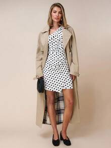 COSMINA 女式夏季度假风格波尔卡圆点印花褶饰紧身迷你连衣裙 - 彩色 - 查看 3