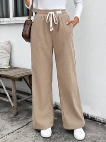 EMERY ROSE 女式直筒灯芯绒裤，秋冬 - 卡其色 - 查看 6