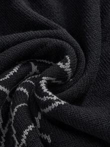 ROMWE Goth 圣诞节暗黑朋克蜘蛛网镂空露肩修身女式毛衣