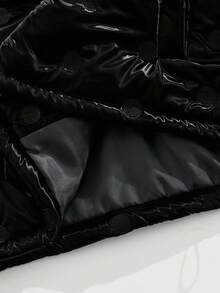 ROMWE MEN Street Life Men's Fashionable Textured Rhinestone Decor Winter Jacket - Black - View 11