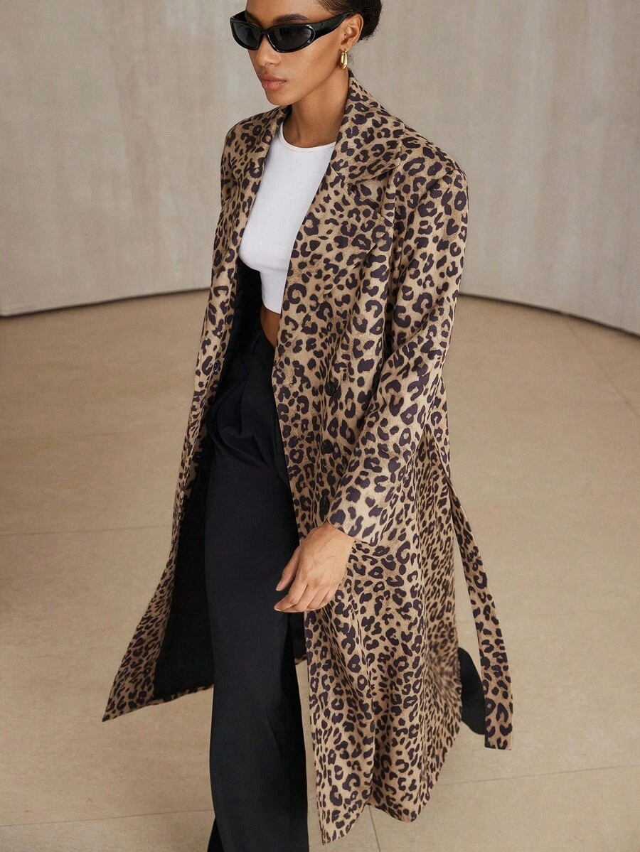 Aveloria Modichic 豹纹空气层水印花经典欧美风中长款时尚百搭风衣秋冬 - 彩色 - 查看 1