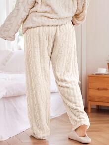 Dream Adore Plus Size Women Elastic Waist Jacquard Fleece Pajama Cozy Pants Fluffy Pajama Cozy Pants Pj Cozy Pants Fuzzy Winter Pajamas For Women