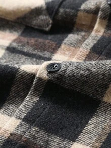 Manfinity Homme 秋季大码男士格子长袖单排扣口袋休闲夹克