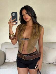Aloruh Women's Sexy Fashion Faux Fur Vest With Waist Buckle Design And Side Slit Fall Clothes Fall Clothes For Women All Outfits Women  Fall Outfits For Women Fall Outfits Autumn Clothes Women's Fall Clothes Women's Coat Chic Autumn Brown Top  Tops For School Chic Top  Concert Outfit Women Rave Outfits Festival Country Concert Outfit Ibiza Outfits Nashville Outfits Western Wear Women Western Boho Streetwear Tropical Gyaru Western Wear Women Western Gyaru  Cute Summer Tops Y2K Tops