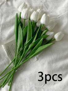 3/10/30 件，人造郁金香仿真花装饰家居饰品，客厅和卧室装饰的人造花，充满活力和真实感，逼真的人造郁金香花束 - 适合优雅的家居和办公室装饰，特殊场合和礼物的理想选择，非常适合婚礼和家居装饰派对、花园装饰、客厅、卧室、餐桌、办公室、DIY 布置、夏季装饰、室内外装饰 - 粉色 - 查看 18