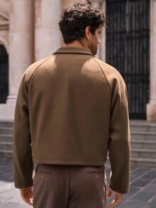 Manfinity NXTstreet 男士休闲长袖大衣，适合日常穿着，秋冬季大地色系摩卡棕色大衣 - 咖啡棕 - 查看 3