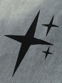 Manfinity Denimwave Men's Street Style Wing Print Distressed Washed Wide Leg Jeans Stacked - Blue - View 10