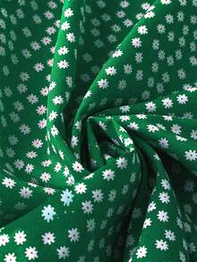 SHEIN LUNE Plus Size Women Polka Dot Print Waist Cinched V-Neck Dress, Summer - Green - View 6