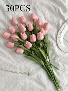 3/10/30 件，人造郁金香仿真花装饰家居饰品，客厅和卧室装饰的人造花，充满活力和真实感，逼真的人造郁金香花束 - 适合优雅的家居和办公室装饰，特殊场合和礼物的理想选择，非常适合婚礼和家居装饰派对、花园装饰、客厅、卧室、餐桌、办公室、DIY 布置、夏季装饰、室内外装饰 - 粉色 - 查看 14