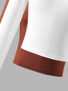 Conjunto de 4 piezas de camisetas de manga larga de cuello redondo de ajuste ceñido de color sólido clásico casual para niñas preadolescentes, adecuado para uso diario, escuela y ocio en primavera/otoño: estilo minimalista, de moda y deportivo, versátil para múltiples ocasiones