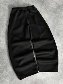 PAVTROS Men's Fashion Creative Patchwork Wide Leg Letter Embroidered Black Sweatpants