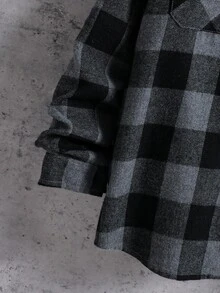 Vacaura 1pc Boys' Plaid Hooded Jacket, Casual Everyday Wear For Autumn/Winter