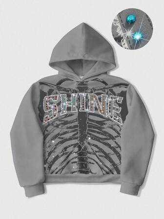 Street Life sweat-shirt à capuche ample avec imprimé crâne et motif, style décontracté, automne