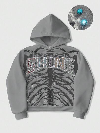 Street Life Sudadera holgada con estampado de calavera y patrón casual para hombre, otoño