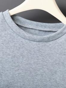 2pcs/Set Casual Basic Curved Hem Crew Neck Sweatshirt Set For Teenage Boys, Suitable For Leisure, Commuting, And Home Wear