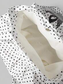 ROMWE Anime Túi đeo vai nữ hình trái tim cổ điển dễ thương, họa tiết chấm bi tối giản, hoa mùa hè và nốt nhạc, dung tích lớn, đựng vừa laptop, thích hợp cho đi làm hàng ngày, đi học, đi mua sắm, v.v. - trắng - Xem 3