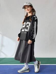 SHEIN 1 Pair Chic Back To School Children Silver Splicing Soft Bottom Non-Slip Flat Sports Shoes, Spring/Summer - Silver - View 2