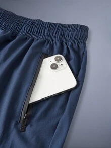 DRIFTMERE Pantaloni sportivi stile boyfriend da uomo con vita con coulisse e tasche con chiusura lampo, leggeri e traspiranti, per fitness, ciclismo, all'aperto, nuoto, corsa, asciugatura rapida, freschi, elastici, autunno & inverno, sport casual primavera estate – Guida regalo per la Festa del Papà - Blu - Visualizzare 6