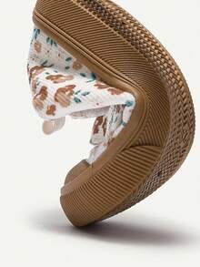 Cozy Pixies 1 双女婴米色花卉钩环平底休闲帆布鞋，可爱学院风，舒适适合日常和户外活动 - 米色 - 查看 8