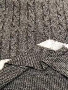 Manfinity Mode 男士撞色扭纹针织高领长袖休闲毛衣，秋冬 - 彩色 - 查看 6