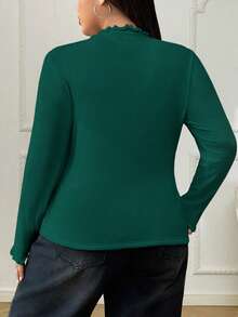 SHEIN EZwear 加大码女式加厚保暖立领长袖紧身T恤，秋冬保暖款 - 墨綠色 - 查看 2