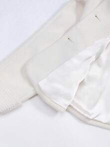 Franclia 女式大码优雅纯色大衣，秋冬 - 杏色 - 查看 3