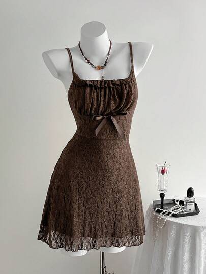 Sweetra 优雅法式蕾丝吊带背心裙，修身A字裙，高端时尚夏季新品