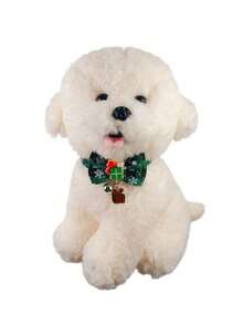 PETSIN 1 Collar con lazo navideño; Collar con estampado de copos de nieve de la serie navideña; Collar de gato; Collar de perro; Tamaño ajustable; Accesorios para mascotas; Suministros para mascotas.