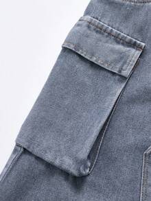 Fustă neagră nouă, la modă, cu croială lejeră, spălată, moale, casual, funcțională, cu buzunar, pentru fete preadolescente, respirabilă, potrivită pentru purtare zilnică, primăvară/vară 2025 - Noutăți