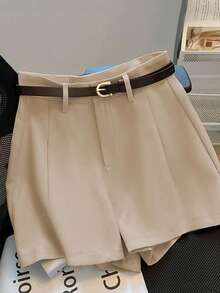 Franclia Quần short kaki trơn cạp cao giản dị màu kaki dành cho nữ, quần nữ thời trang đa năng mùa hè phong cách mới - Lạc đà - Xem 3