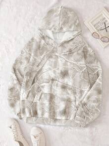 INAWLY Women's Casual Branch Print Long Sleeve Loose Hooded Sweatshirt,Graduation,Teacher,Back To School Pullover Fall