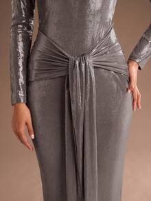 Glamine Vestido con tirantes metálicos, de moda para fiestas - Plateado - Ver 4