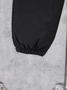 SHEIN 2 件套青少年男童休闲日常纽扣长袖上衣和裤子套装，秋季 - 卡其色 - 查看 5