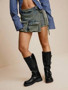 Daringsoles Giày bốt cao đến giữa bắp chân màu đen thời trang dành cho nữ - màu đen - Xem 7