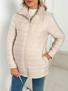 SHEIN 3-In-1 Casual Maternity Nursing Jacket For Winter - Apricot - View 4
